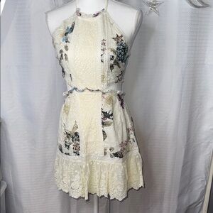 Olivaceous Cream Floral Mini Dress